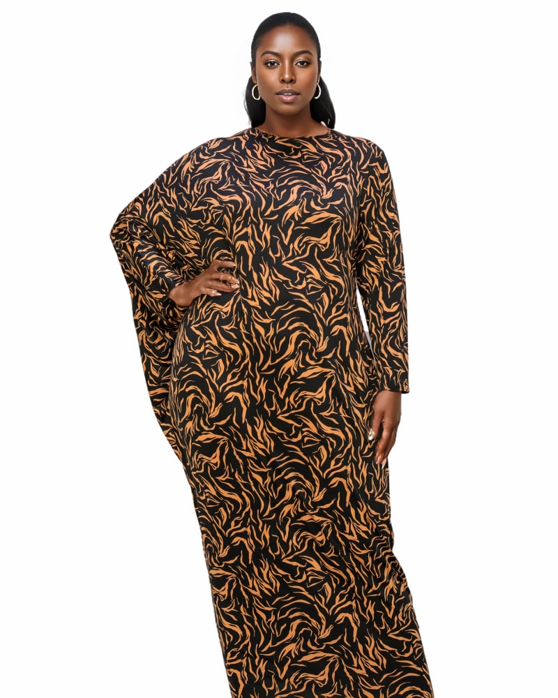 Front of a model wearing a size 3X Jessica Asymmetrical Maxi Dress in Wine by L I V D. | dia_product_style_image_id:318608